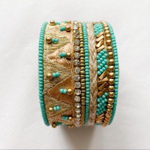 Aztec Woven Beaded Bangle Bracelet